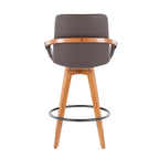 Cosmo 26" Fixed-Height Counter Stool - Walnut Bamboo, Brown PU, Black Metal