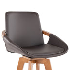 Cosmo 26" Fixed-Height Counter Stool - Walnut Bamboo, Brown PU, Black Metal