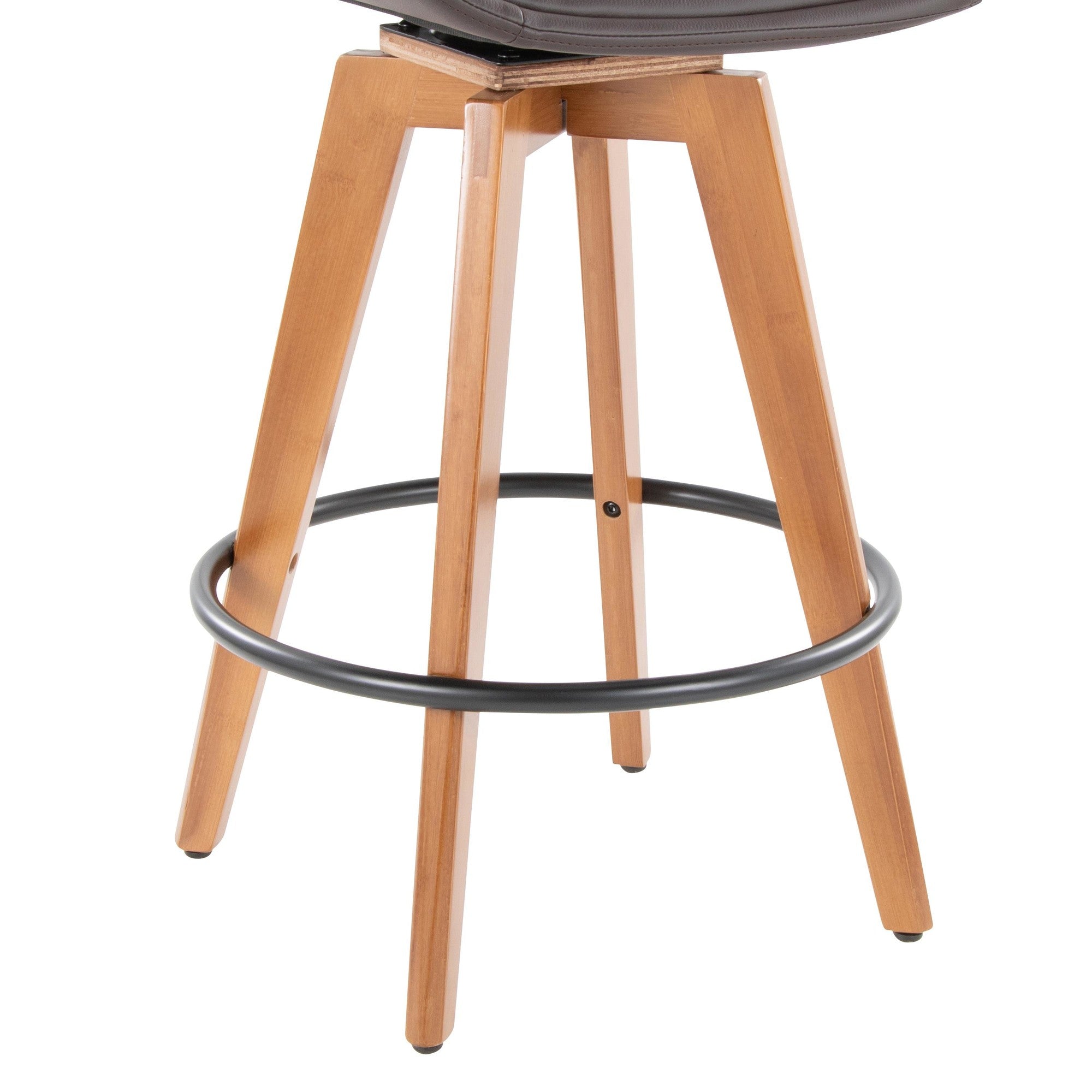 Cosmo 26" Fixed-Height Counter Stool - Walnut Bamboo, Brown PU, Black Metal