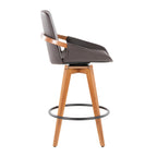 Cosmo 26" Fixed-Height Counter Stool - Walnut Bamboo, Brown PU, Black Metal