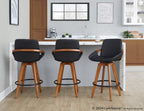 Cosmo 26" Fixed-Height Counter Stool - Walnut Bamboo, Black PU, Black Metal