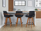 Cosmo 26" Fixed-Height Counter Stool - Walnut Bamboo, Black PU, Black Metal