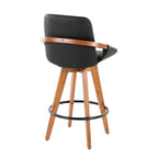 Cosmo 26" Fixed-Height Counter Stool - Walnut Bamboo, Black PU, Black Metal