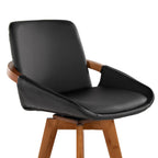 Cosmo 26" Fixed-Height Counter Stool - Walnut Bamboo, Black PU, Black Metal