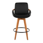 Cosmo 26" Fixed-Height Counter Stool - Walnut Bamboo, Black PU, Black Metal