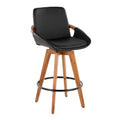 Cosmo 26" Fixed-Height Counter Stool - Walnut Bamboo, Black PU, Black Metal