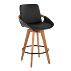 Cosmo 26" Fixed-Height Counter Stool - Walnut Bamboo, Black PU, Black Metal
