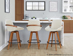 Cosmo 26" Fixed-Height Counter Stool - Walnut Bamboo, Cream PU, Black Metal