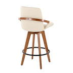 Cosmo 26" Fixed-Height Counter Stool - Walnut Bamboo, Cream PU, Black Metal