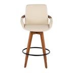 Cosmo 26" Fixed-Height Counter Stool - Walnut Bamboo, Cream PU, Black Metal