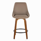 Diana 26" Fixed-Height Counter Stool - Set of 2 - Walnut Wood, Brown PU, Black Metal