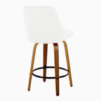 Diana 26" Fixed-Height Counter Stool - Set of 2 - Walnut Wood, White PU, Black Metal