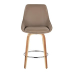 Diana 26" Fixed-Height Counter Stool - Set of 2 - Zebra Wood, Brown PU, Chrome Metal