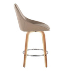 Diana 26" Fixed-Height Counter Stool - Set of 2 - Zebra Wood, Brown PU, Chrome Metal
