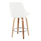 Diana 26" Fixed-Height Counter Stool - Set of 2 - Zebra Wood, White PU, Chrome Metal