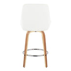 Diana 26" Fixed-Height Counter Stool - Set of 2 - Zebra Wood, White PU, Chrome Metal