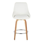 Diana 26" Fixed-Height Counter Stool - Set of 2 - Zebra Wood, White PU, Chrome Metal