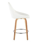 Diana 26" Fixed-Height Counter Stool - Set of 2 - Zebra Wood, White PU, Chrome Metal