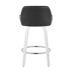 Daniella 26" Fixed-Height Counter Stool - Set of 2 - White Wood, Black PU, Chrome Metal