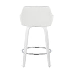 Daniella 26" Fixed-Height Counter Stool - Set of 2 - White Wood, White PU, Chrome Metal