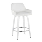 Daniella 26" Fixed-Height Counter Stool - Set of 2 - White Wood, White PU, Chrome Metal