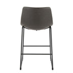 Duke 26" Fixed-Height Counter Stool - Black Metal, Grey PU