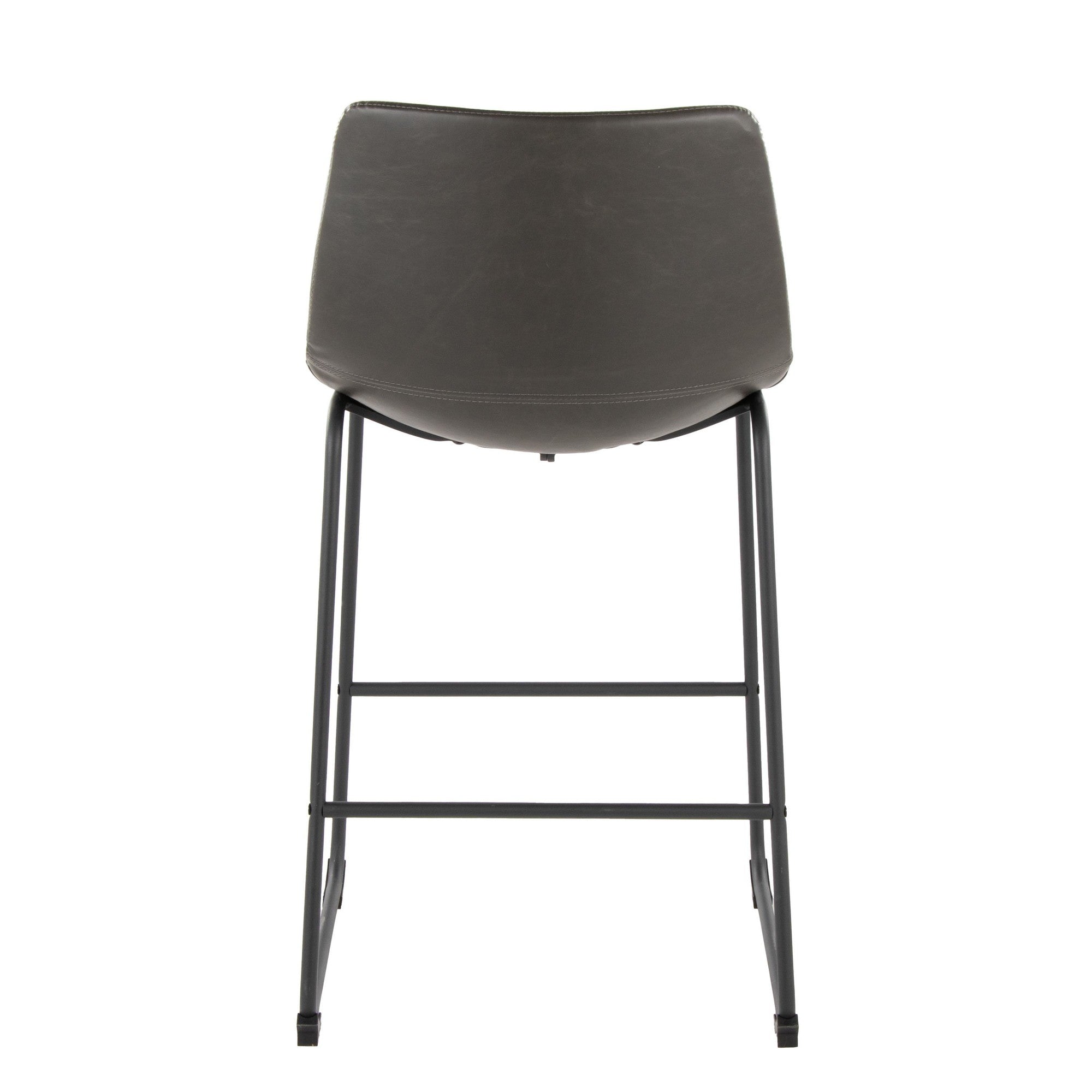 Duke 26" Fixed-Height Counter Stool - Black Metal, Grey PU