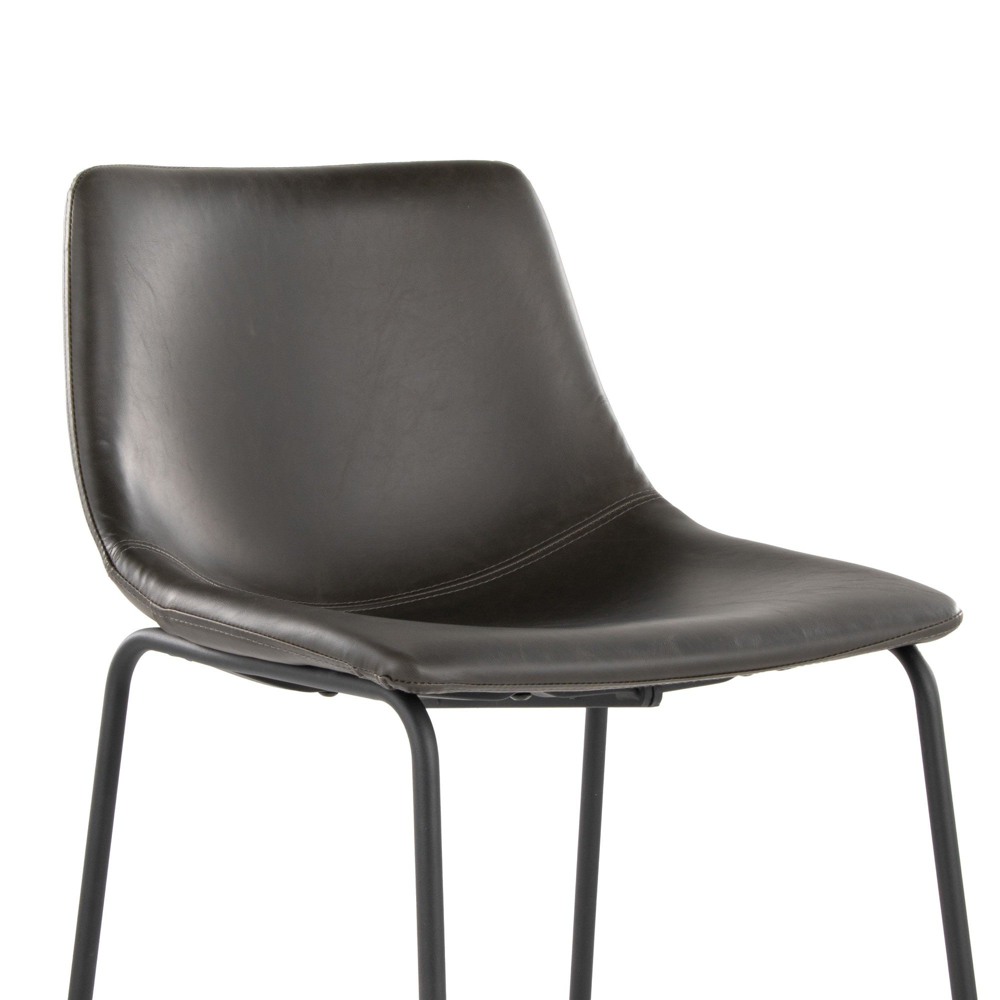 Duke 26" Fixed-Height Counter Stool - Black Metal, Grey PU