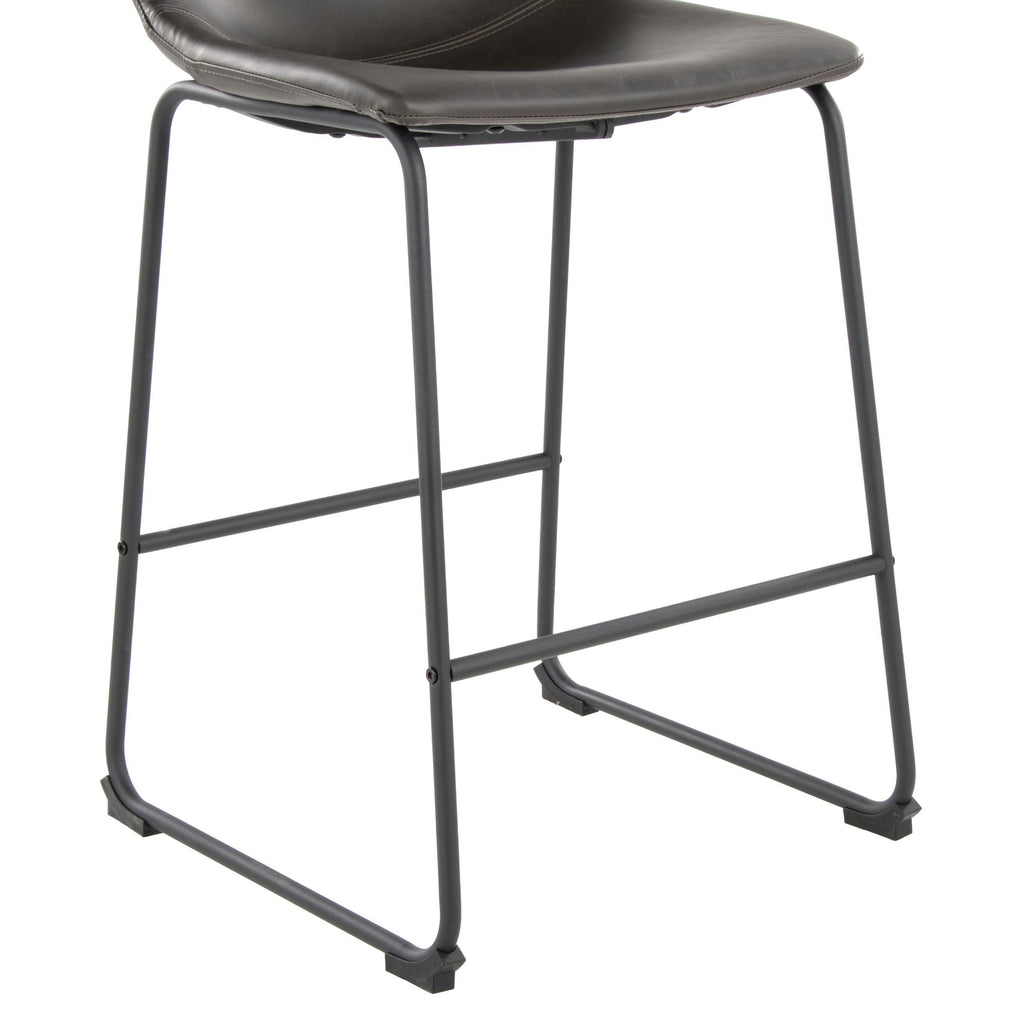 Duke 26" Fixed-Height Counter Stool - Black Metal, Grey PU