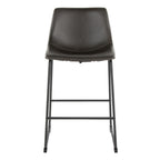 Duke 26" Fixed-Height Counter Stool - Black Metal, Grey PU