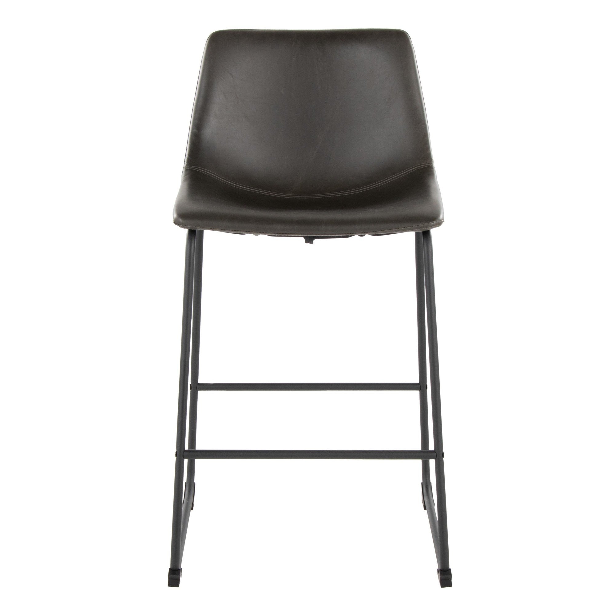 Duke 26" Fixed-Height Counter Stool - Black Metal, Grey PU