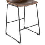 Duke 26" Fixed-Height Counter Stool - Black Metal, Espresso PU, Orange Zig Zag Stitching