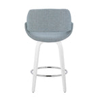 Fabrico 26" Fixed-Height Counter Stool - Set of 2 - White Wood, Blue Noise Fabric, Chrome Metal