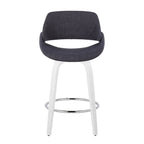 Fabrico 26" Fixed-Height Counter Stool - Set of 2 - White Wood, Charcoal Fabric, Chrome Metal