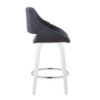 Fabrico 26" Fixed-Height Counter Stool - Set of 2 - White Wood, Charcoal Fabric, Chrome Metal