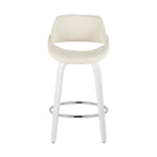 Fabrico 26" Fixed-Height Counter Stool - Set of 2 - White Wood, Cream Fabric, Chrome Metal