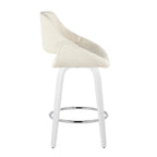 Fabrico 26" Fixed-Height Counter Stool - Set of 2 - White Wood, Cream Fabric, Chrome Metal