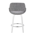 Fabrico 26" Fixed-Height Counter Stool - Set of 2 - White Wood, Grey Fabric, Chrome Metal