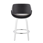 Fabrico 26" Fixed-Height Counter Stool - Set of 2 - White Wood, Black PU, Chrome Metal