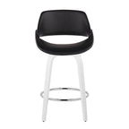 Fabrico 26" Fixed-Height Counter Stool - Set of 2 - White Wood, Black PU, Chrome Metal
