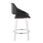 Fabrico 26" Fixed-Height Counter Stool - Set of 2 - White Wood, Black PU, Chrome Metal