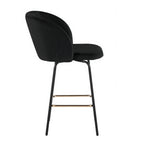 Fran 26" Swivel Fixed-Height Counter Stool - Set of 2 - Black Metal, Black Velvet, Gold Metal
