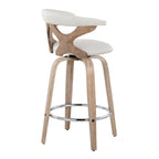 Gardenia 26" Fixed-Height Counter Stool - Set of 2 - Whitewashed Wood, Cream Fabric, Chrome Metal
