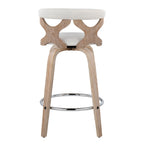 Gardenia 26" Fixed-Height Counter Stool - Set of 2 - Whitewashed Wood, Cream Fabric, Chrome Metal
