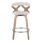 Gardenia 26" Fixed-Height Counter Stool - Set of 2 - Whitewashed Wood, Cream Fabric, Chrome Metal