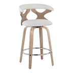 Gardenia 26" Fixed-Height Counter Stool - Set of 2 - Whitewashed Wood, Cream Fabric, Chrome Metal