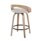 Grotto 26" Fixed-Height Counter Stool - Set of 2 - Whitewashed Wood, Black Metal, Oat Fabric