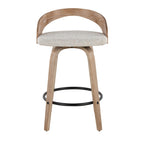Grotto 26" Fixed-Height Counter Stool - Set of 2 - Whitewashed Wood, Black Metal, Oat Fabric