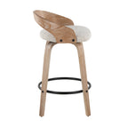 Grotto 26" Fixed-Height Counter Stool - Set of 2 - Whitewashed Wood, Black Metal, Oat Fabric