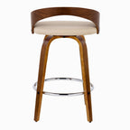Grotto 26" Fixed-Height Counter Stool - Set of 2 - Walnut Wood, Chrome Metal, Cream PU